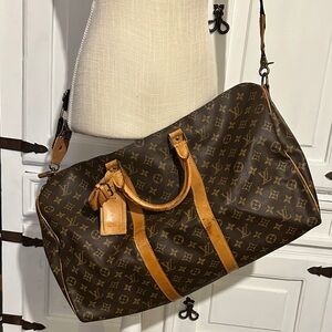 Louis Vuitton Brown and Tan Monogram Duffel Bag